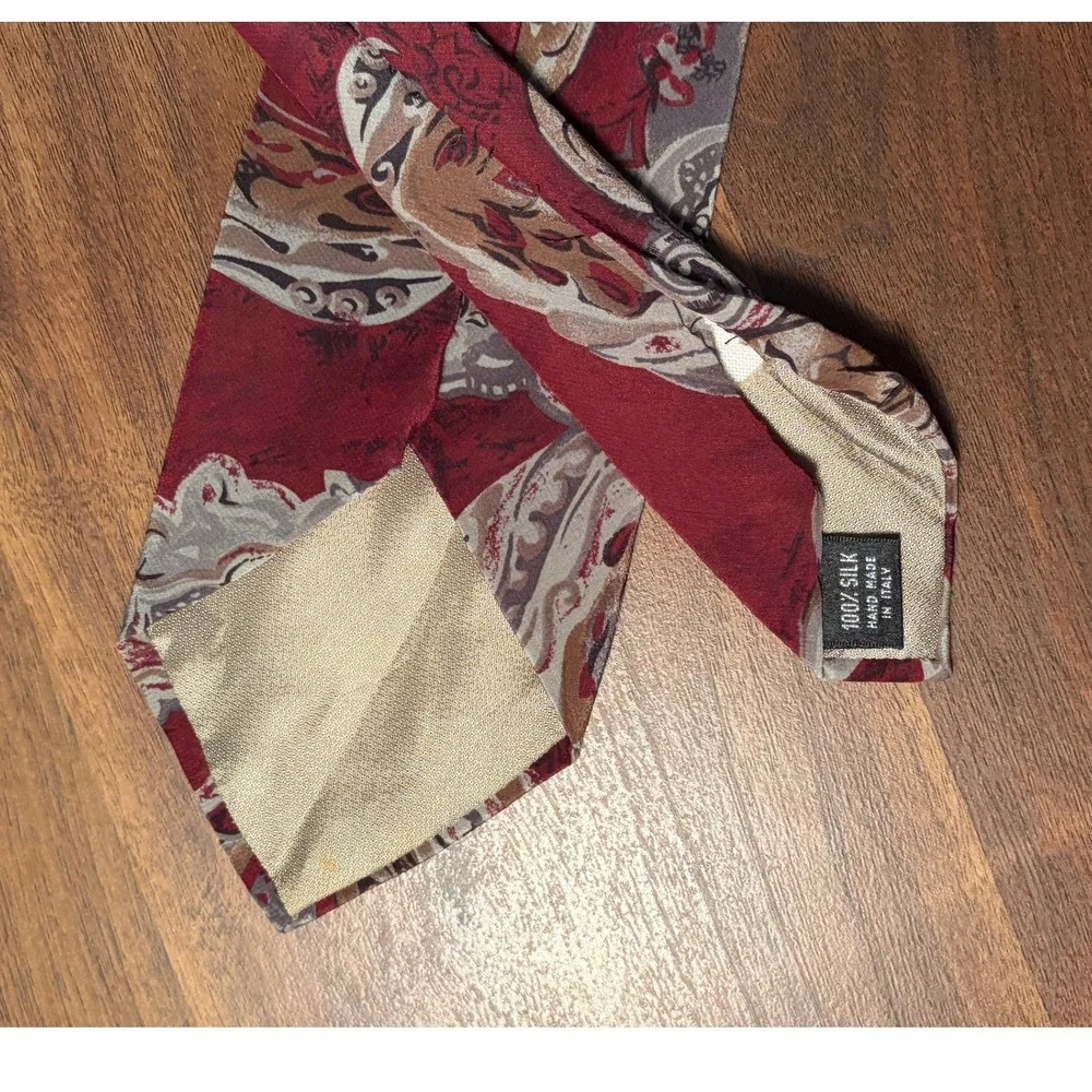 Unbranded Burgundy Abstract Paisley Silk Necktie Mens OS Excellent